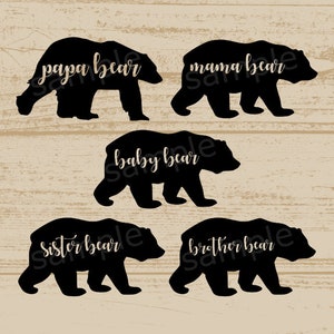 Mama Bear Family Bundle Svg ours Mama Svg Papa ours Svg bébé ours Svg soeur ours frère ours Svg fichiers Svg pour Cricut et Silhouette Dxf