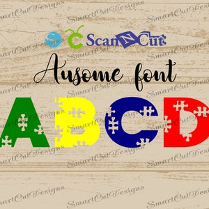 Ausome Font SVG Autism Jigsaw Awareness Monogram Letters SVG Puzzle Svg Letters For Cricut Cut File For Cameo Svg Fonts For Scan N Cut