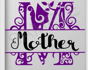 Download Mother's Day Split Monogram SVG Floral Split Monogram
