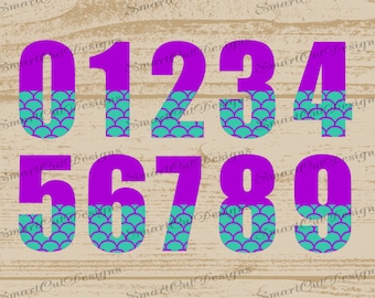 Birthday Numbers 0-9 Svg Fish Scale Numbers Svg Mermaid Numbers Svg Birthday Mermaid Numbers Svg Files For Cricut Cameo Curio Scan N Cut