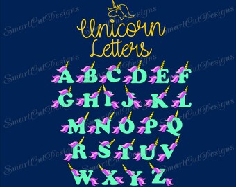 Unicorn Birthday Letters Svg Unicorn Monogram Font Svg Unicorn Iron On Unicorn Monogram Unicorn Birthday Iron On Cutting File For Cricut
