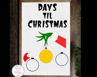 Christmas Countdown Svg, Days Til Christmas Svg, Christmas Svg, Hand With Ornament Svg, Days Until Christmas Svg, Cricut Svg, Silhouette Dxf