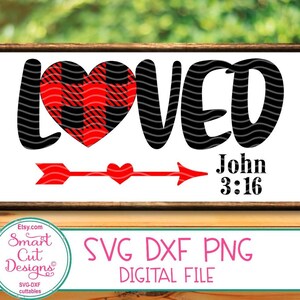 Juan 3 16 amado svg, plaid svg, religioso svg, granja svg, valentín svg, signo svg, versículos de la Biblia, juan 3 16, flecha, svg para cricut cameo