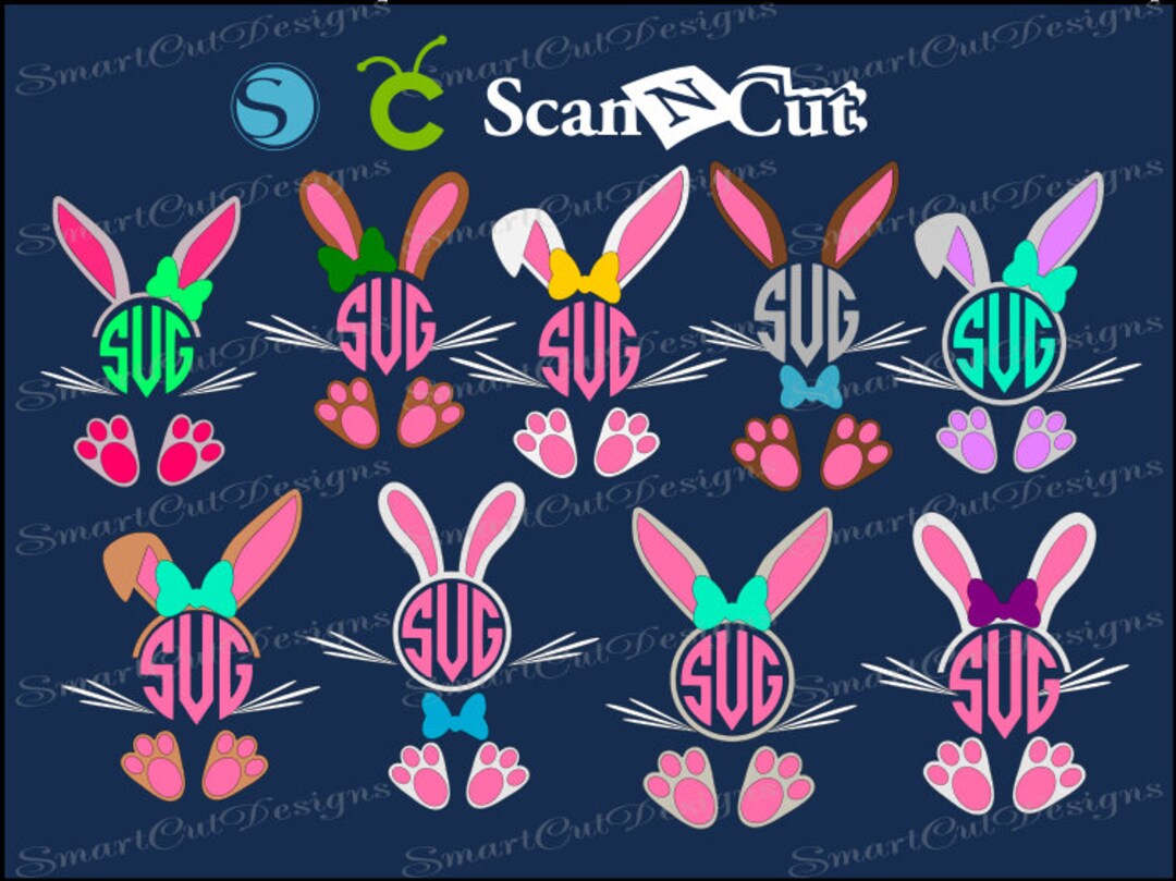 Easter Bunny Monogram Frame Bundle SVG Iron on Collection Cut Files for ...