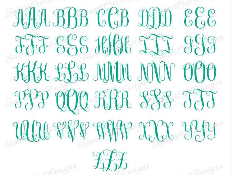 Cursive Monogram Font Svg monogram Letters Svg Anniversary - Etsy