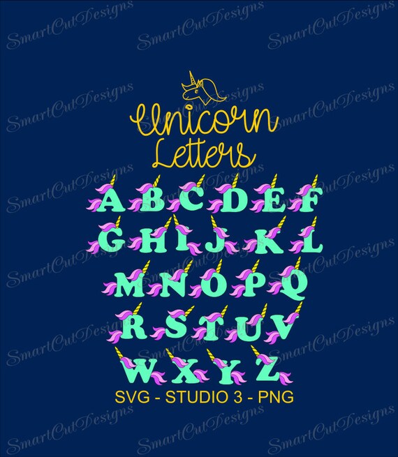 Download Unicorn Birthday Letters Svg Unicorn Monogram Font Svg Unicorn Etsy