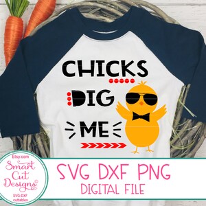 Easter Kids Svg, Chicks Dig Me Svg, Cool Chicken Svg, Easter Boy Svg, Sunglasses, Bowtie, Easter, Svg, Baby, Boy, Kids, Iron On, Cricut, Dxf
