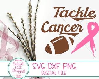 Breast Cancer Svg, Tackle Cancer Svg, Football Pink Ribbon, Cancer Ribbon, Cricut Svg, Silhouette File, Dxf, Cricut Download, Sublimation