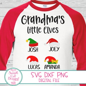 Chemise de grand-mère de Noël Svg Grand-mère Svg Petits elfes de grand-mère Chemise de grand-mère Svg Chemise d’elfes Svg Pour Cricut Cameo Dxf Fer sur Png