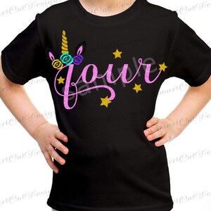 4th Birthday Svg Unicorn Birthday 4 Svg Birthday Numbers Svg Birthday Girl 4 Svg Unicorn Number 4 Svg Files For Cricut Cameo Scan N Cut Dxf