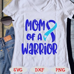 Hydrocephalus Awareness Svg, Moeder van een Krijger Svg, Blue Ribbon Svg, Awareness Svg Voor Cricut Scan N Cut Silhouette Dxf, Sublimatie Png
