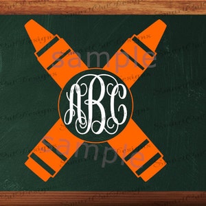 Crayon Monogram Svg Teacher Monogram Svg School Svg Back To School Svg School Monogram Svg Files For Cricut Scan N Cut Dxf For Silhouette