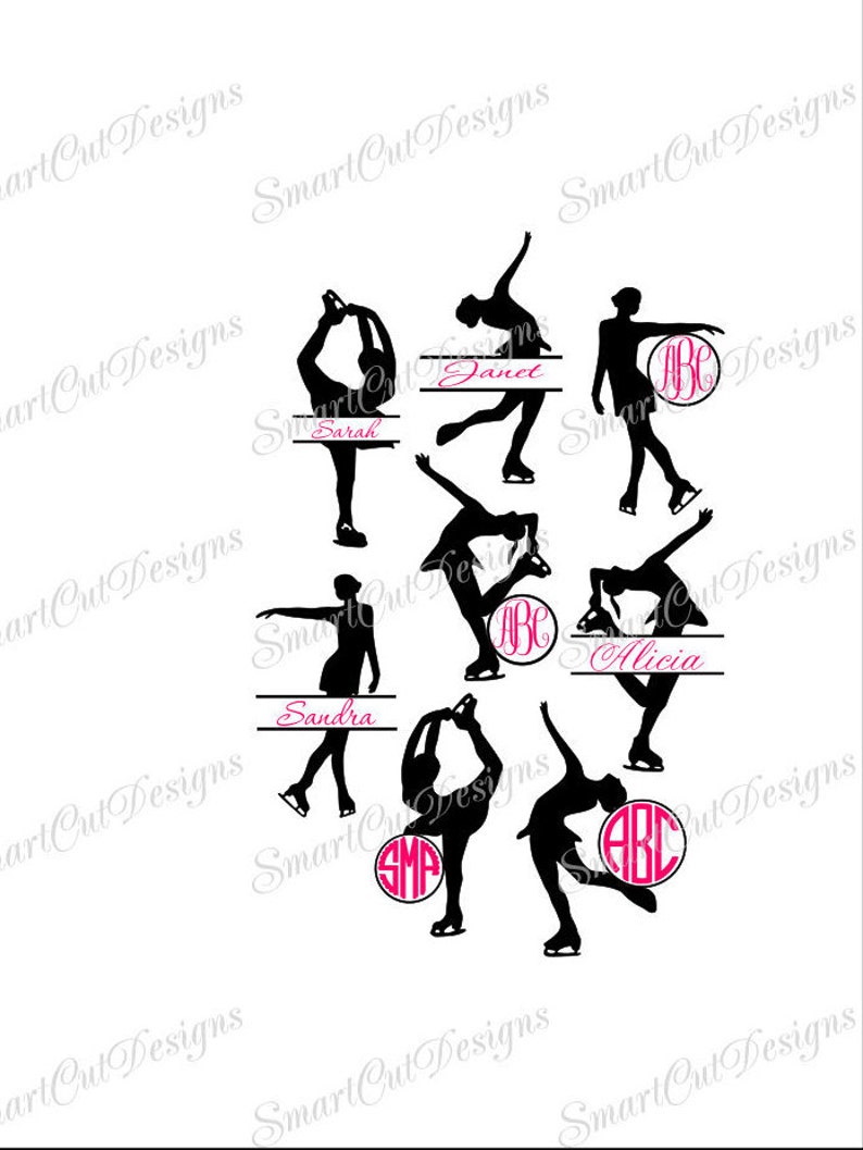 Ice Skating Svg Split Ice Skating Monogram Svg Ice Skates Svg Figure Ice Skater Iron On Transfer Winter Sports Svg Christmas Svg Dxf Files image 1