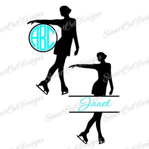 Ice Skating Svg Split Ice Skating Monogram Svg Ice Skates Svg Figure Ice Skater Iron On Transfer Winter Sports Svg Christmas Svg Dxf Files image 2