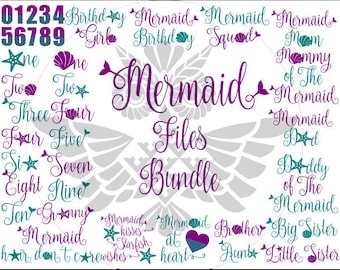 Mermaid Bundle Svg, Mermaid Birthday, Mermaid Numbers Svg, Mermaid Mom Svg Mermaid Family Shirt Svg, Cut File, Cricut, Dxf, Sublimation Png