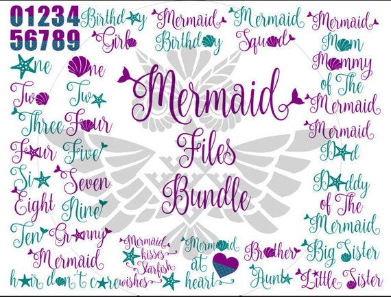 Download Mermaid Bundle Svg Mermaid Birthday Mermaid Numbers Svg Etsy