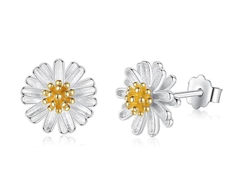Mini sterling silver 18k gold flower studs, dainty studs, floral studs, tiny flower earrings, flower jewellery, daisy studs