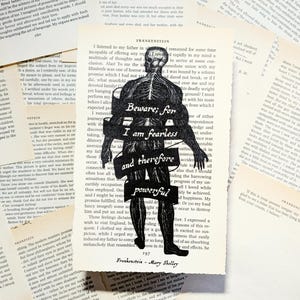 Achtung; for I am Fearless... - Frankenstein Zitat, Mary Shelley, Buchseite Kunstdruck