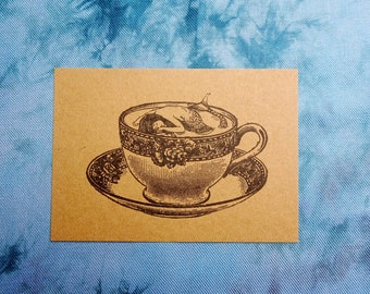 Sleepy Time Tea - Vintage Style Mermaid in a teacup Print