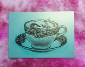 Vintage Style Mermaid Illustration - A5 Turquoise Print