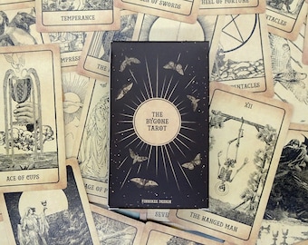 The Bygone Tarot - 78 Card Deck with Keywords Guide - Vintage 1800s Illustrations - Divination