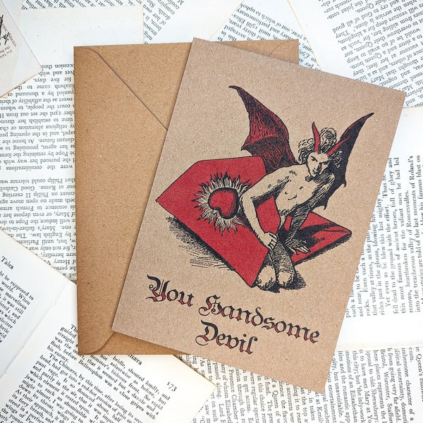 You Handsome Devil - Greeting Card - Demon, Goth, Anniversary, Valentine's, Wedding