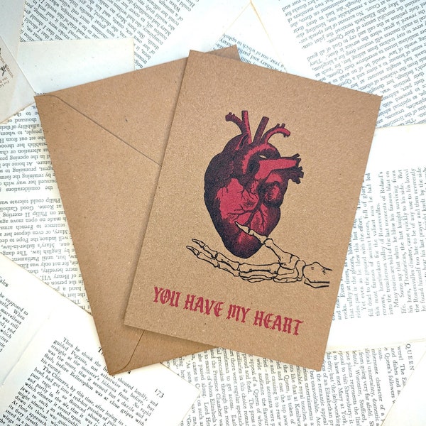 You Have My Heart - Greeting Card - Skeleton, Goth, Anniversary, Valentine's, Wedding