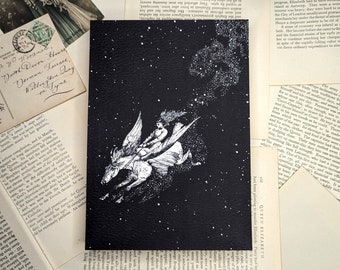 Ilustración de Pegaso estilo vintage - Lámina "Pinta las estrellas"