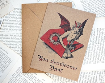 You Handsome Devil - Greeting Card - Demon, Goth, Anniversary, Valentine's, Wedding