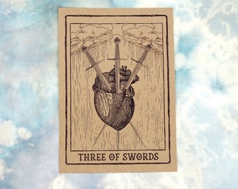 Three of Swords Tarot Card Art Print