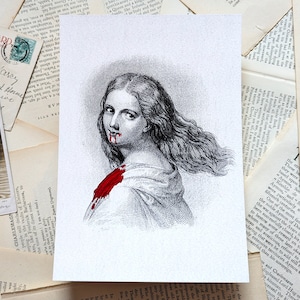 Vampire Woman - Vintage Style Red Foil Print