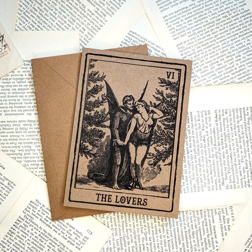 Vintage Style The Lovers Tarot Valentine's Anniversary Greeting Card