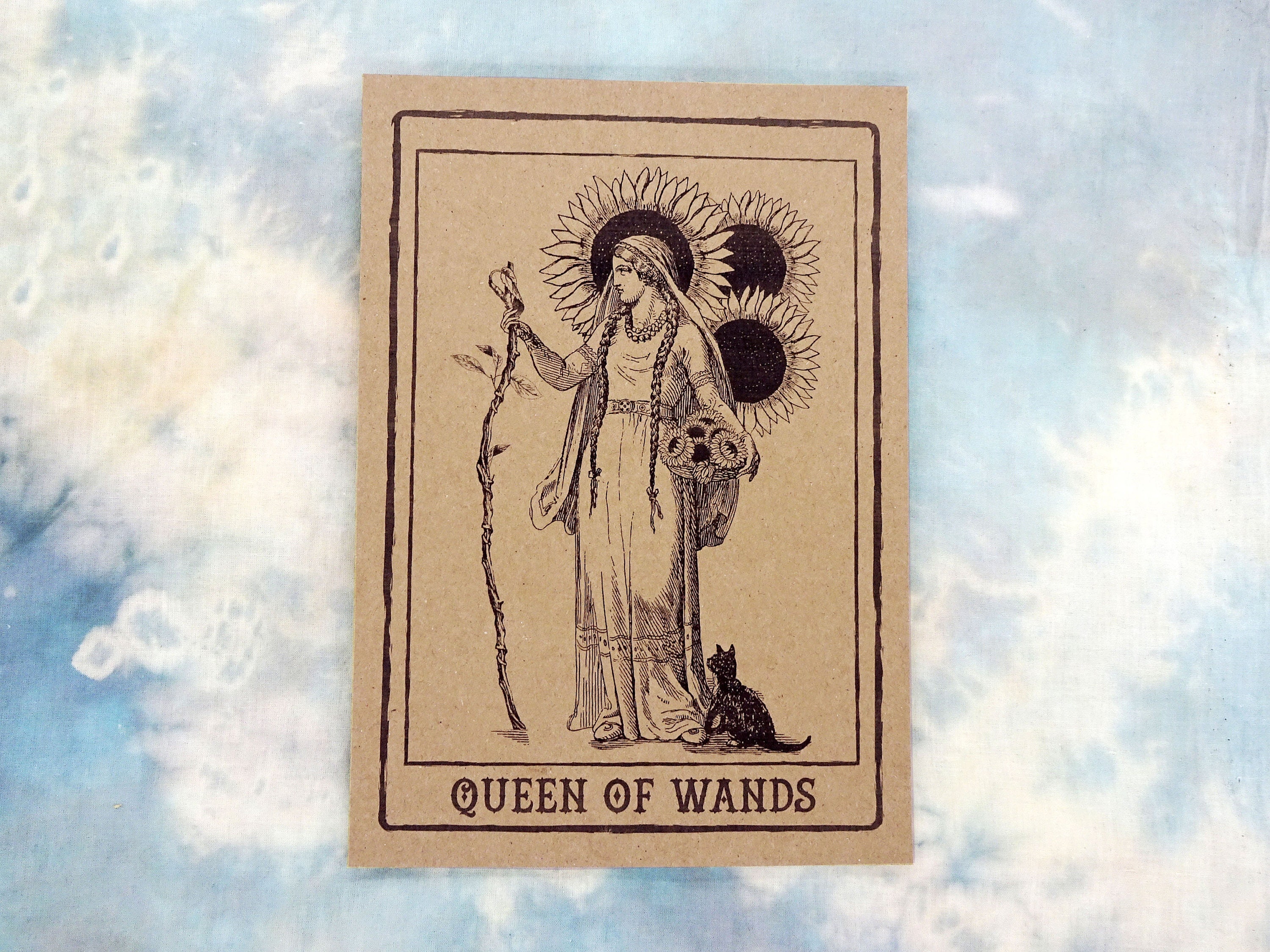 Queen of Wands Tarot Card Print Etsy