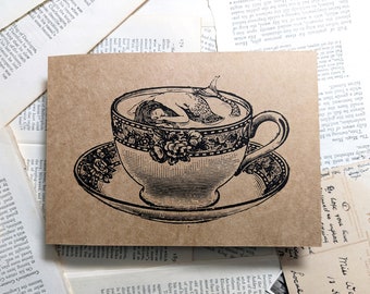Té para la hora de dormir - Estampado de sirena en taza de té de estilo vintage