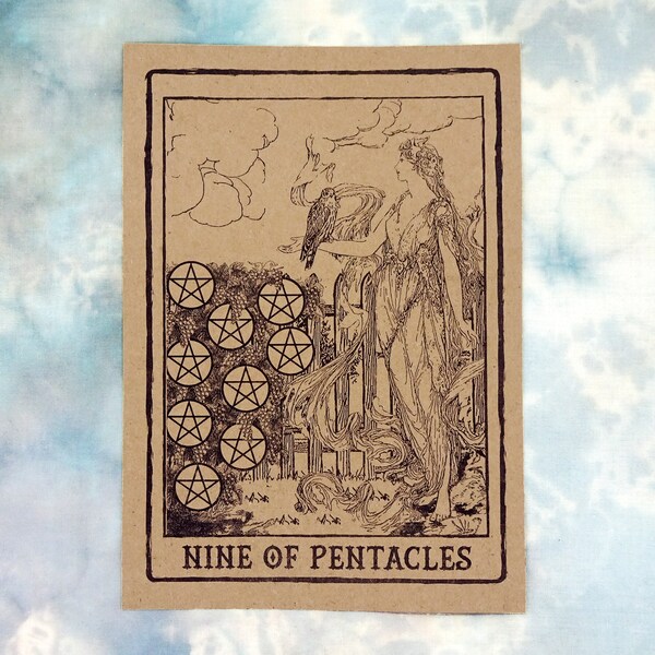 Nine of Pentacles Tarot Card Art Print