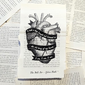 I am I am I am - The Bell Jar Zitat, Sylvia Plath, Buchseite Kunstdruck