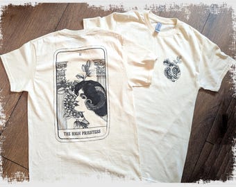 The High Priestess Tarot Card Unisex T-Shirt - Natural Cotton
