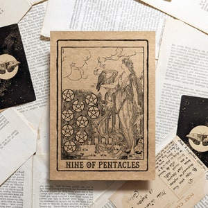 Neun Münzen Tarotkarte Kunstdruck