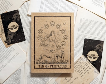 Impresión artística de la carta del Tarot Diez de Oros