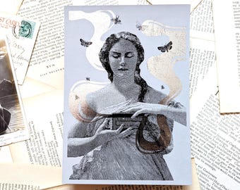 Vintage Style Pandora's Box Greek Mythology Silver Foil Print