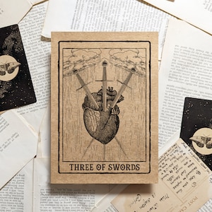 Carte de tarot trois épées Impression artistique