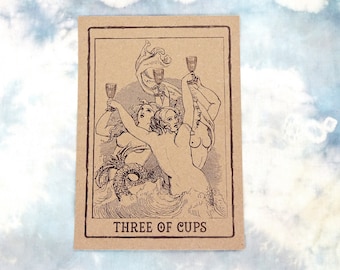 Three of Cups Tarot Card Art Print