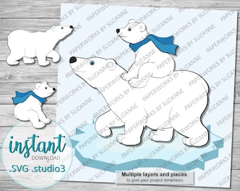 Instant Download Clipart Merry Christmas Cricut Polar Bear