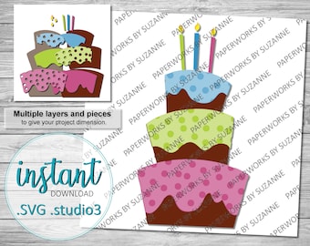 Leunende verjaardagstaart SVG-bestanden, bestanden knippen, silhouette3, patronen knippen, cardstock, vinyl, cricut ontwerpruimte, silhouet ontwerpstudio