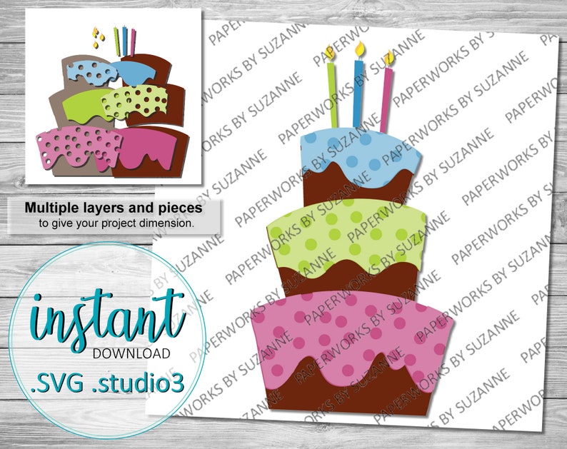 Download Leaning Birthday Cake svg files cut files silhouette3 cut ...