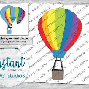 Montgolfière .SVG .Studio3 .GSP pour Silhouette, Cricut et autres machines.