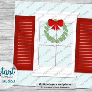 Kerstvenster .SVG .Studio3 .GSP voor Silhouette, Cricut en andere machines. Voor kerstkaarten en decoraties.