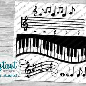 Teclado de piano, notas musicais e muito mais! SVG .Studio3 .GSP para Silhouette, Cricut e outras máquinas. Notas musicais, Pauta, Clave de sol