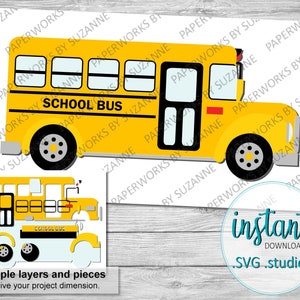 School Bus .SVG .Studio3 .GSP for Silhouette, Cricut and other machines. For cards, cake toppers and party decorations.