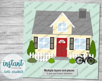 Cottage / huis. SVG. Studio3. GSP voor silhouet, Cricut en andere machines. Voor het maken van kaarten, decoraties en meer. Opwarming van het huis.